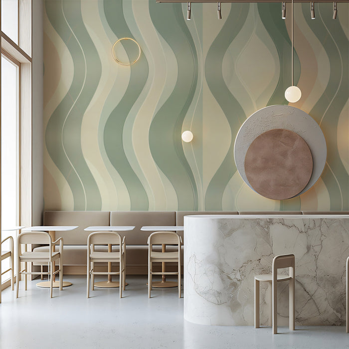 Mid-Century Modern Wave Mural Wallpaper | Graphic & Stylish