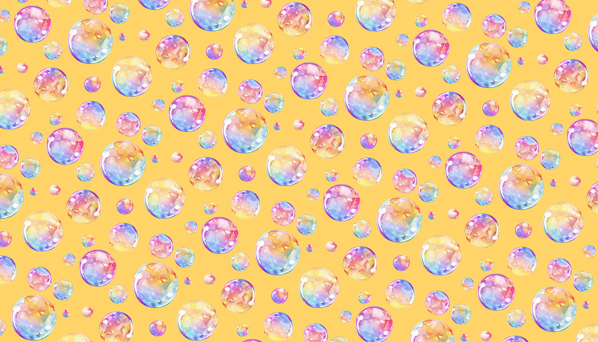 Playful Watercolor Bubble Mural Wallpaper | Yellow
