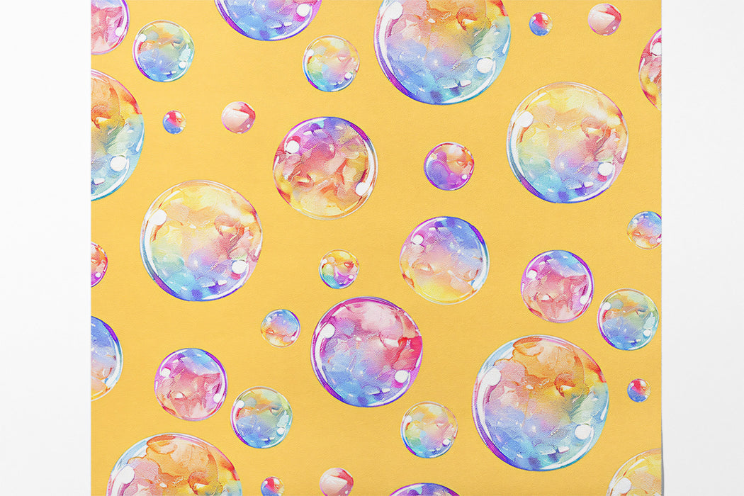 Playful Watercolor Bubble Mural Wallpaper | Yellow