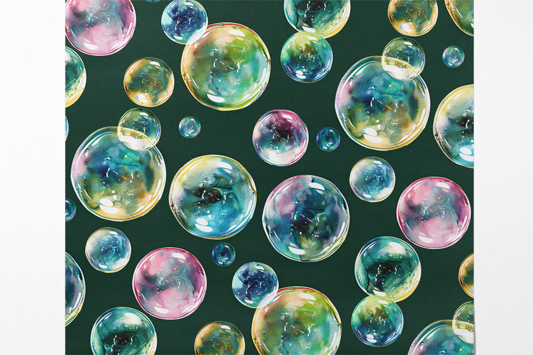 Moody Watercolor Bubble Mural Wallpaper | Deep Green