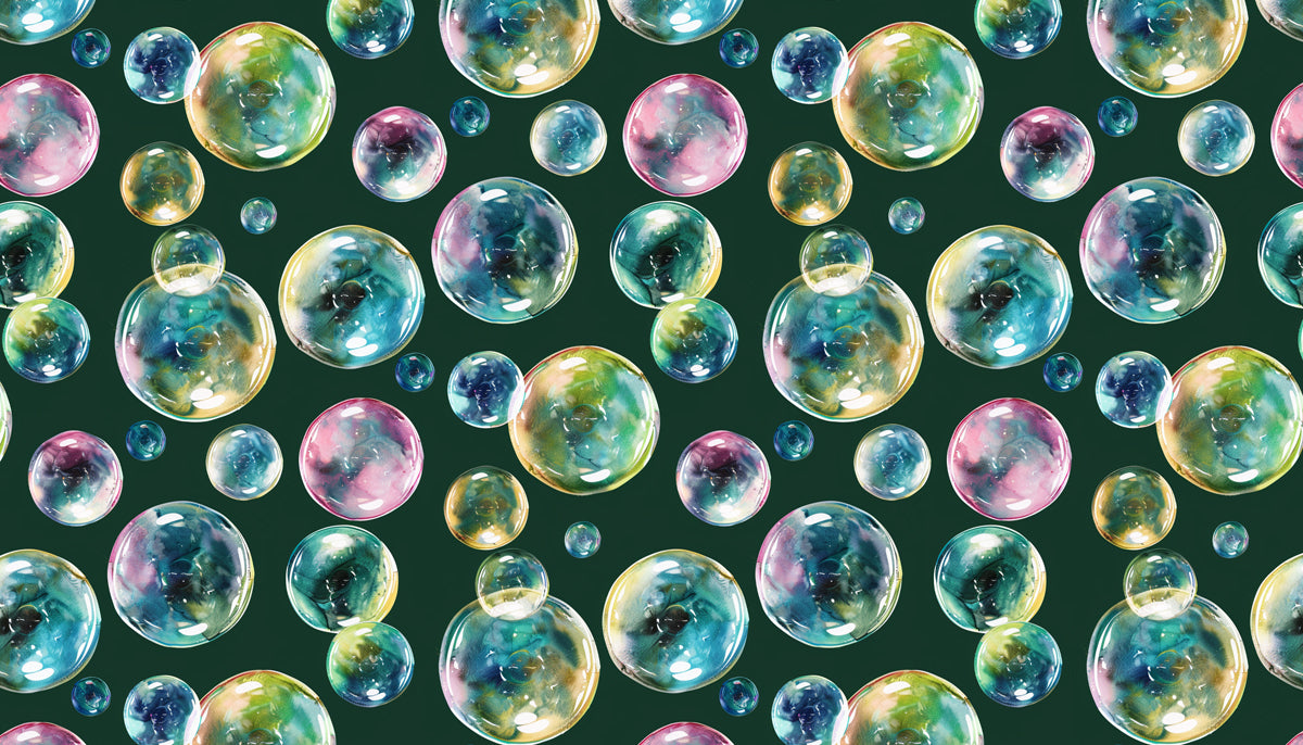 Vibrant Bubble Cluster Mural Wallpaper | Deep Green
