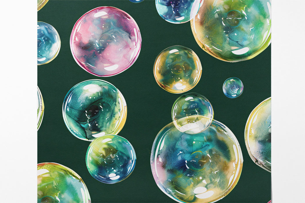 Vibrant Bubble Cluster Mural Wallpaper | Deep Green