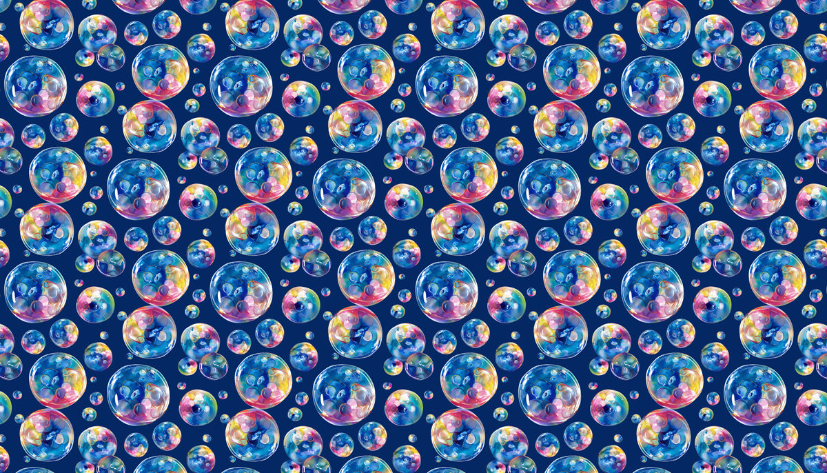 Dynamic Watercolor Bubble Pattern Mural Wallpaper | Navy Blue