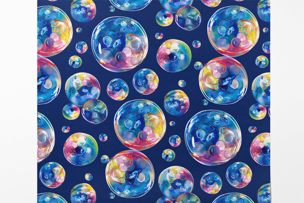 Dynamic Watercolor Bubble Pattern Mural Wallpaper | Navy Blue