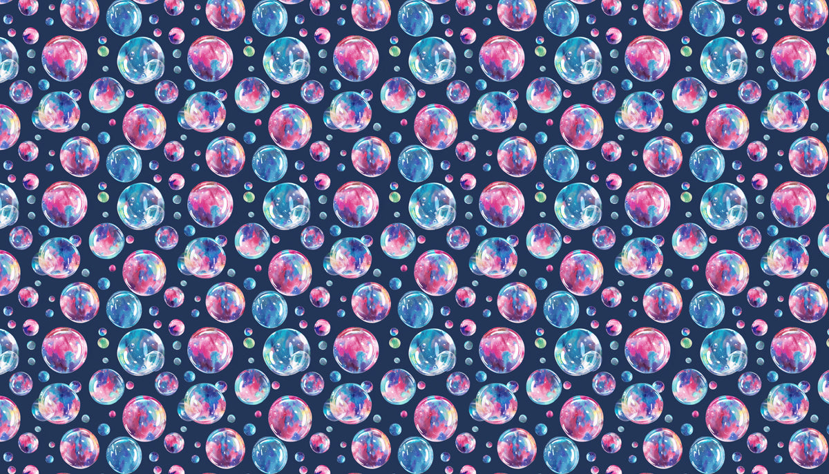 Dense Watercolor Bubble Pattern Mural Wallpaper | Navy Blue