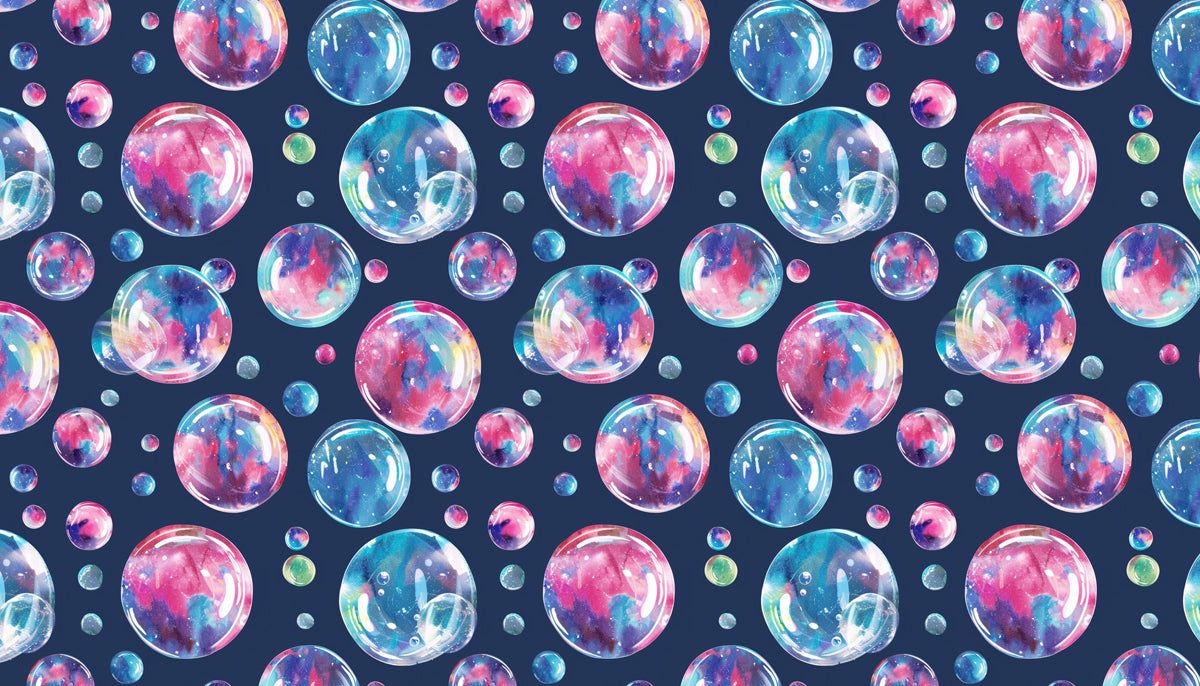 Large Watercolor Bubble Pattern Mural Wallpaper | Navy Blue