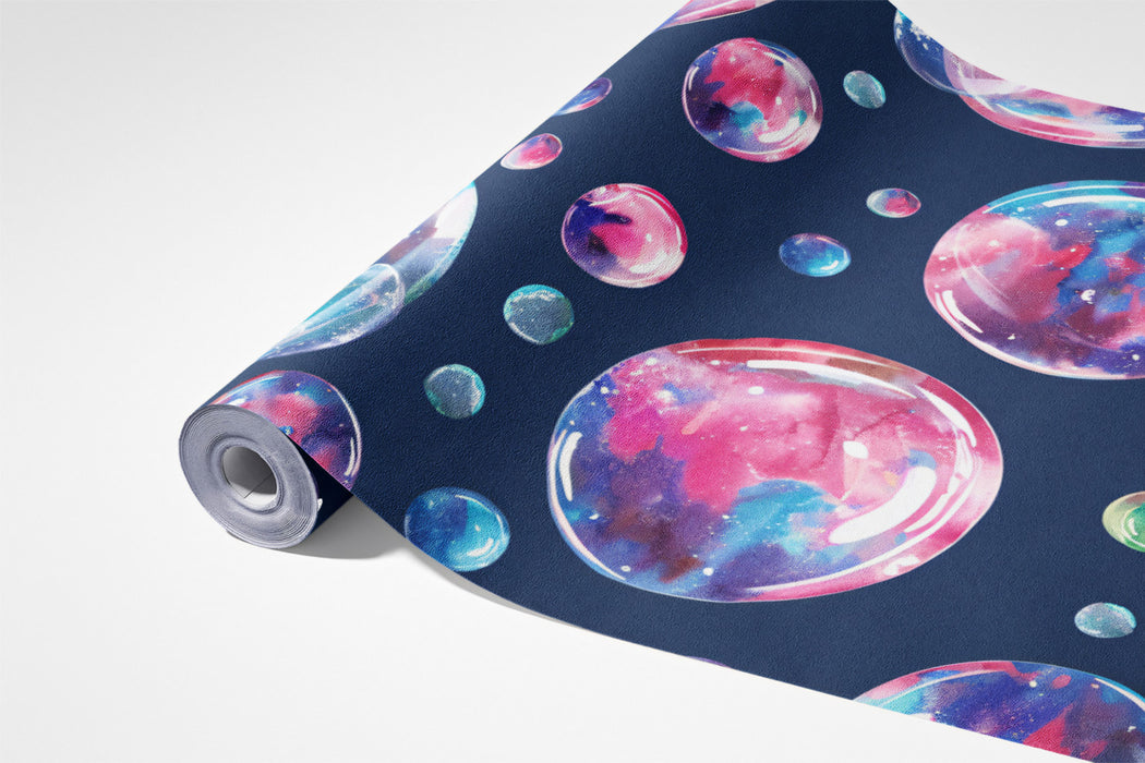 Large Watercolor Bubble Pattern Mural Wallpaper | Navy Blue