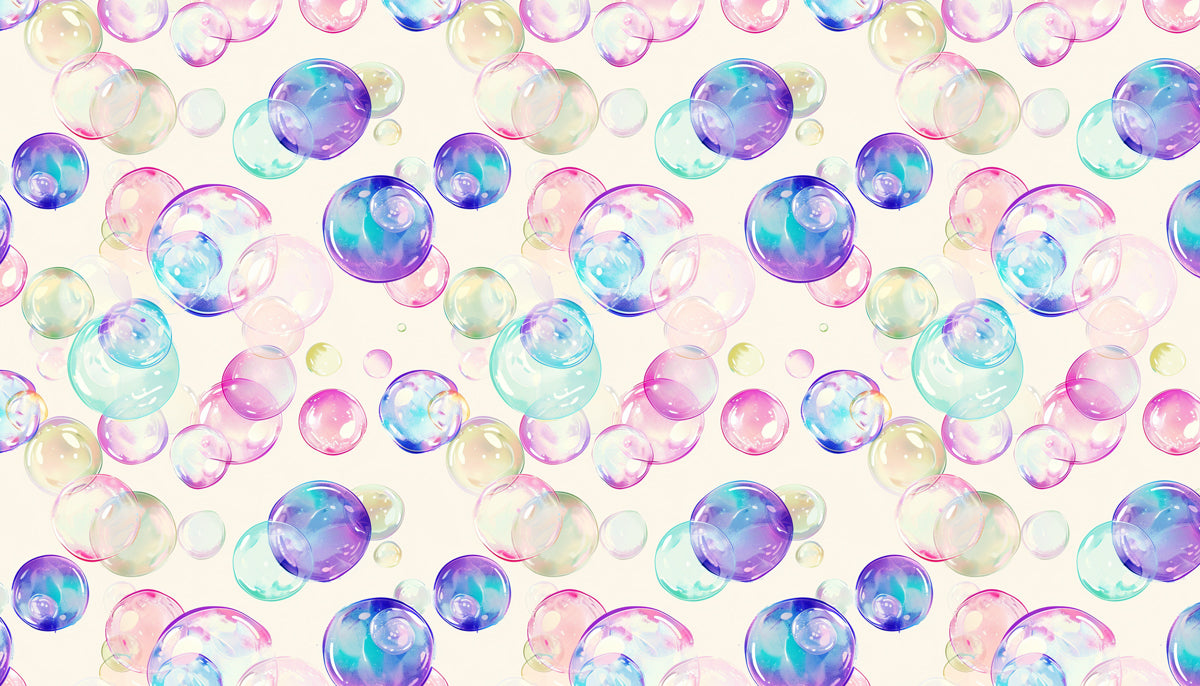 Soft Pastel Bubble Pattern Mural Wallpaper | Creamy White