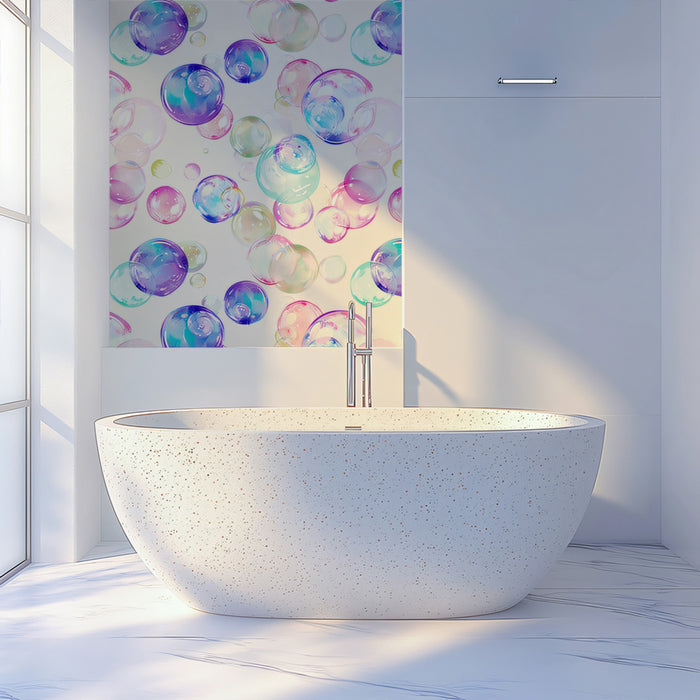 Soft Pastel Bubble Pattern Mural Wallpaper | Creamy White