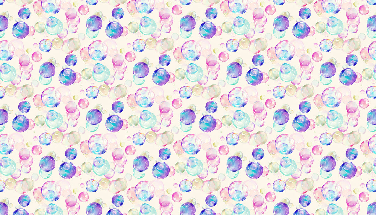 Lively Pastel Bubble Pattern Mural Wallpaper | Creamy White