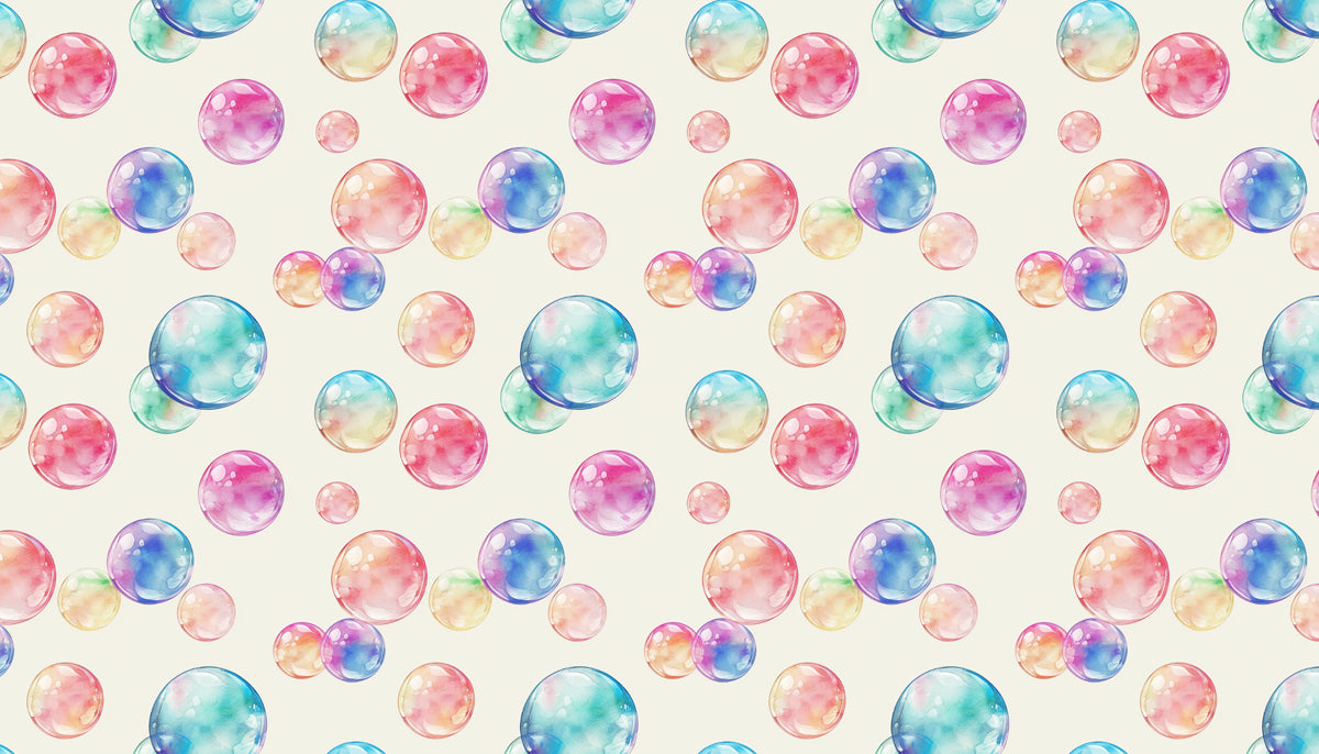 Spaced Watercolor Bubble Pattern Mural Wallpaper | Creamy White