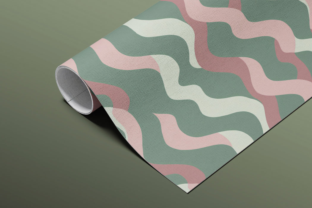 Retro Wavy Stripe Mural Wallpaper | Diagonal & Earthy