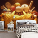 Sports Equipment Mural Wallpaper in Bedroom | Various Colors (Yellow, Brown, Orange, etc.) of Sports