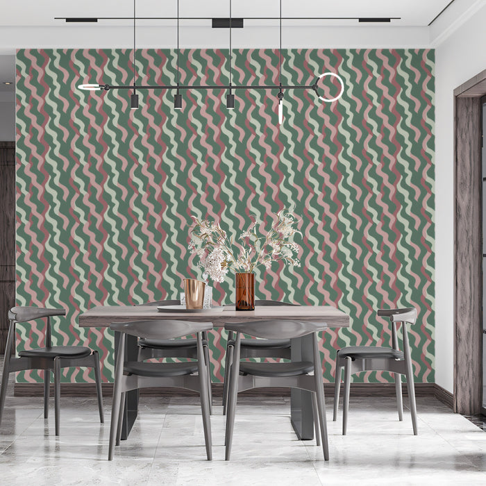Fine Wavy Line Mural Wallpaper | Vertical & Textured