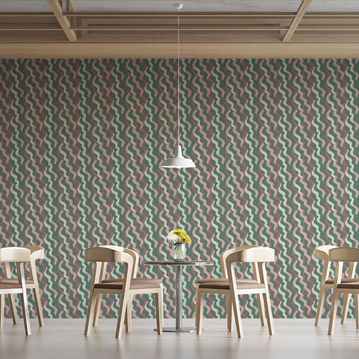 Fine Wavy Line Mural Wallpaper | Vertical & Textured
