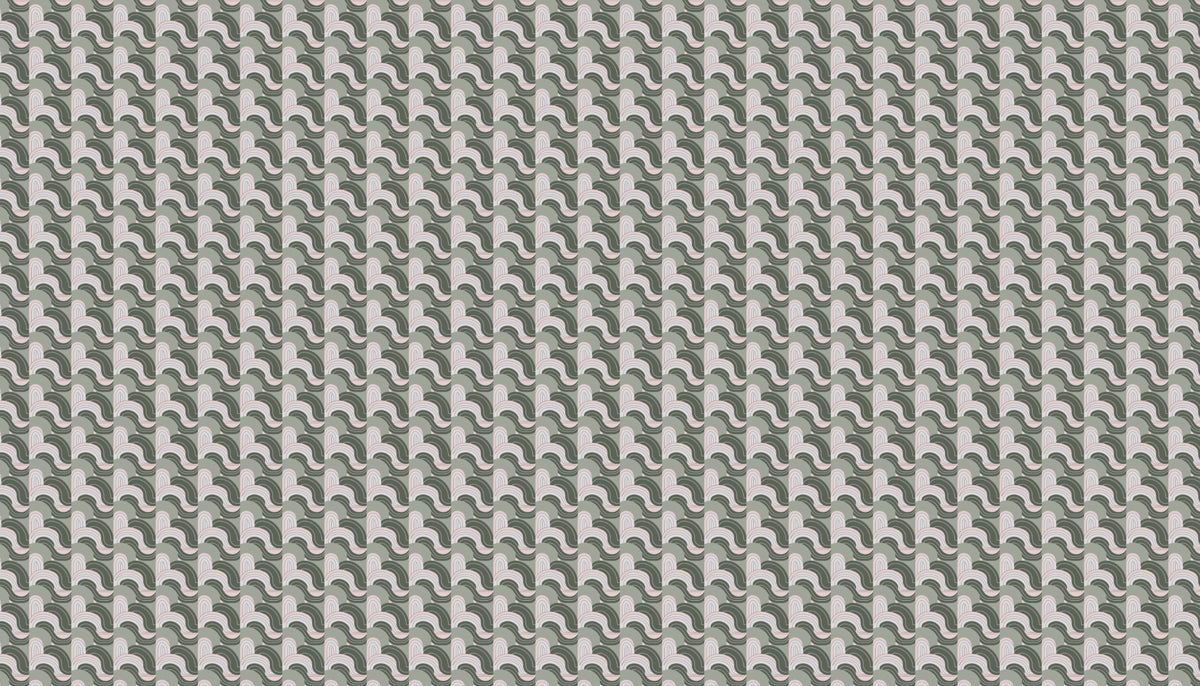 Interlocking Crescent Pattern Mural Wallpaper | Gray & Blush