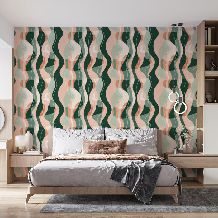 Layered Organic Wave Mural Wallpaper | Earthy & Fluid