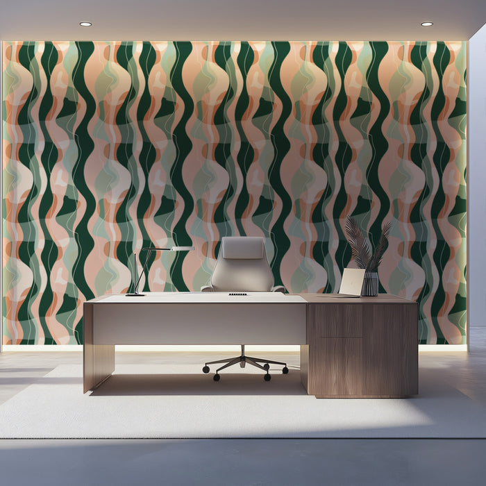 Layered Organic Wave Mural Wallpaper | Earthy & Fluid