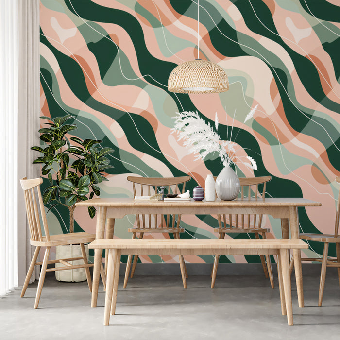 Abstract Layered Organic Shape Mural Wallpaper | Artistic & Fluid