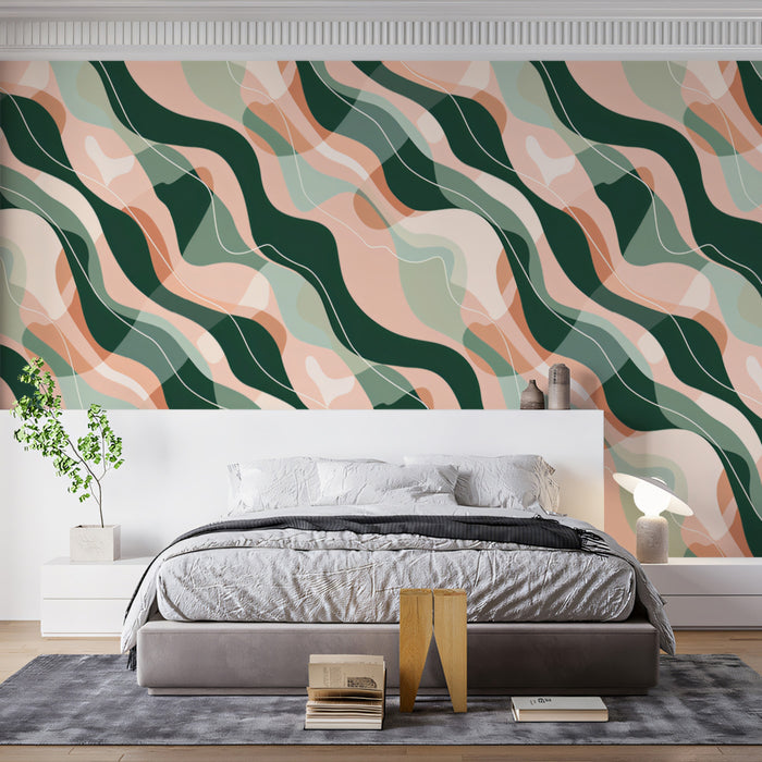Abstract Layered Organic Shape Mural Wallpaper | Artistic & Fluid