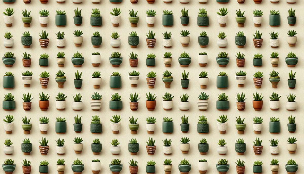 Varied Potted Succulent Mural Wallpaper | Urban Garden