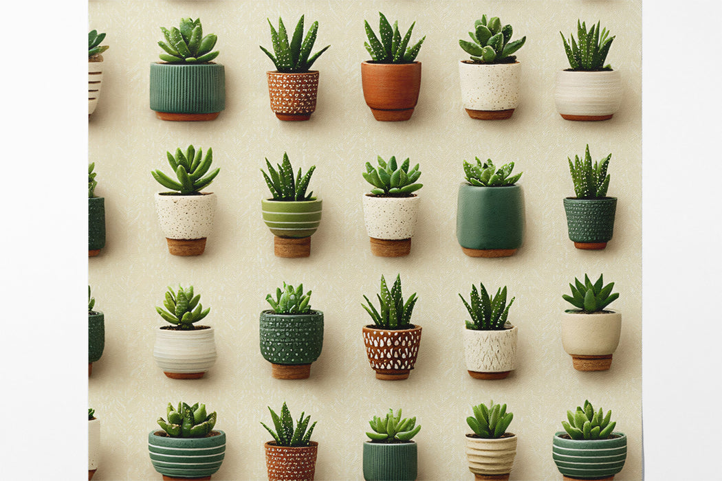 Varied Potted Succulent Mural Wallpaper | Urban Garden