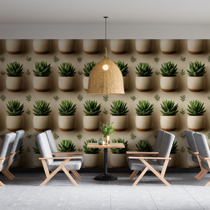 Realistic Succulent Plant Mural Wallpaper | Modern & Organic