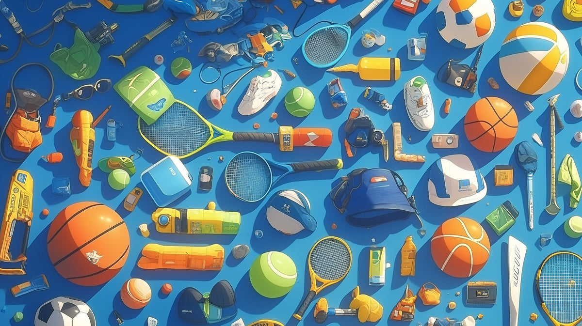 Sports Balls Mural Wallpaper in Bedroom | Various Colors (Blue, Orange, Green, etc.) of Sports Balls