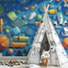 Sports Balls Mural Wallpaper in Bedroom | Various Colors (Blue, Orange, Green, etc.) of Sports Balls