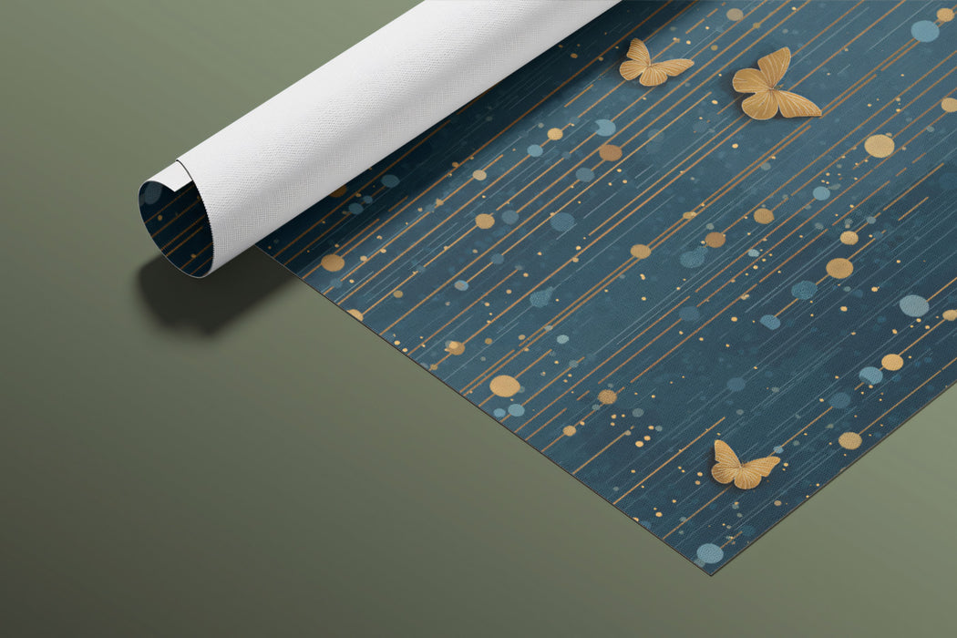 Gilded Butterfly Mural Wallpaper | Navy & Gold