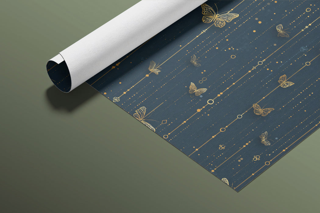 Luminous Butterfly Mural Wallpaper | Navy & Gold
