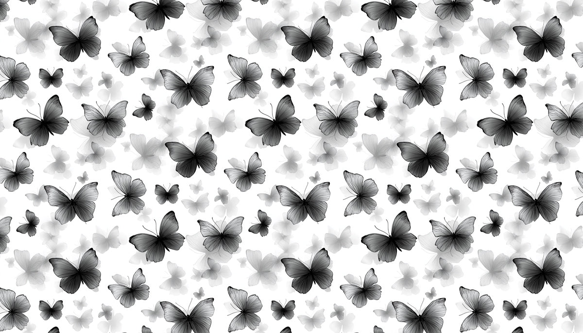 Monochrome Butterfly Mural Wallpaper | Black & White