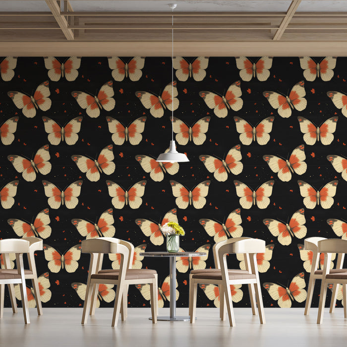 Classic Monarch Butterfly Mural Wallpaper | Warm Tones