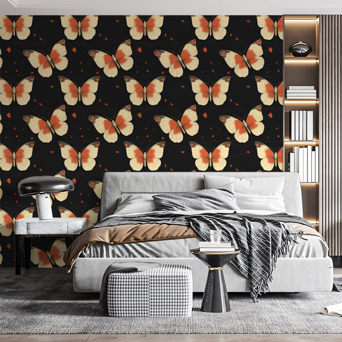 Classic Monarch Butterfly Mural Wallpaper | Warm Tones