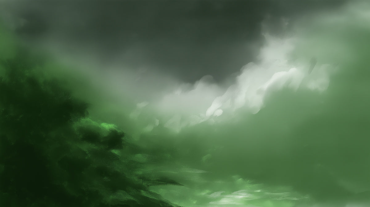 Moody Cloudscape Mural Wallpaper | Green & Black