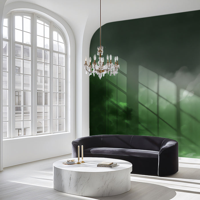 Moody Cloudscape Mural Wallpaper | Green & Black