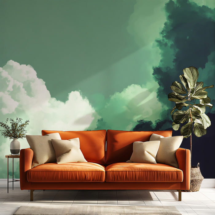 Abstract Green Cloudscape Mural Wallpaper | Mint & Sage