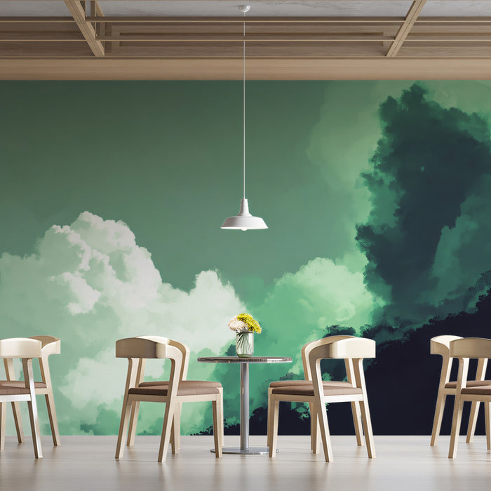 Abstract Green Cloudscape Mural Wallpaper | Mint & Sage