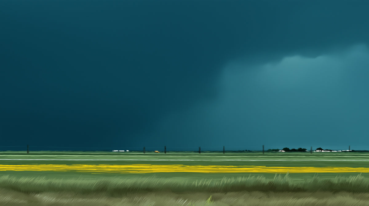 Abstract Stormy Sky Mural Wallpaper | Teal & Yellow