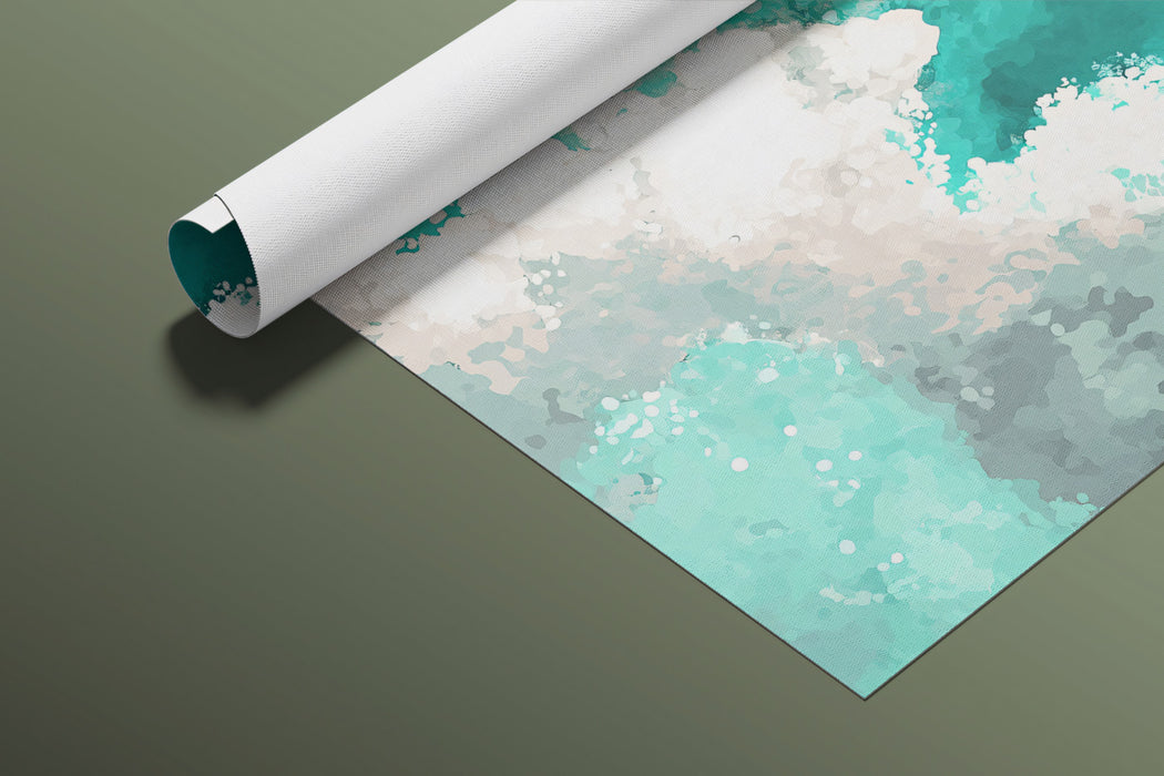 Abstract Watercolor Cloud Mural Wallpaper | Teal & White