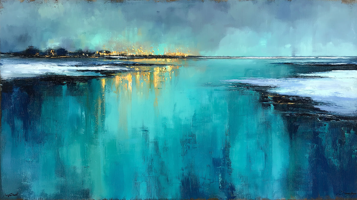 Abstract Coastal Seascape Mural Wallpaper | Textured & Luminous