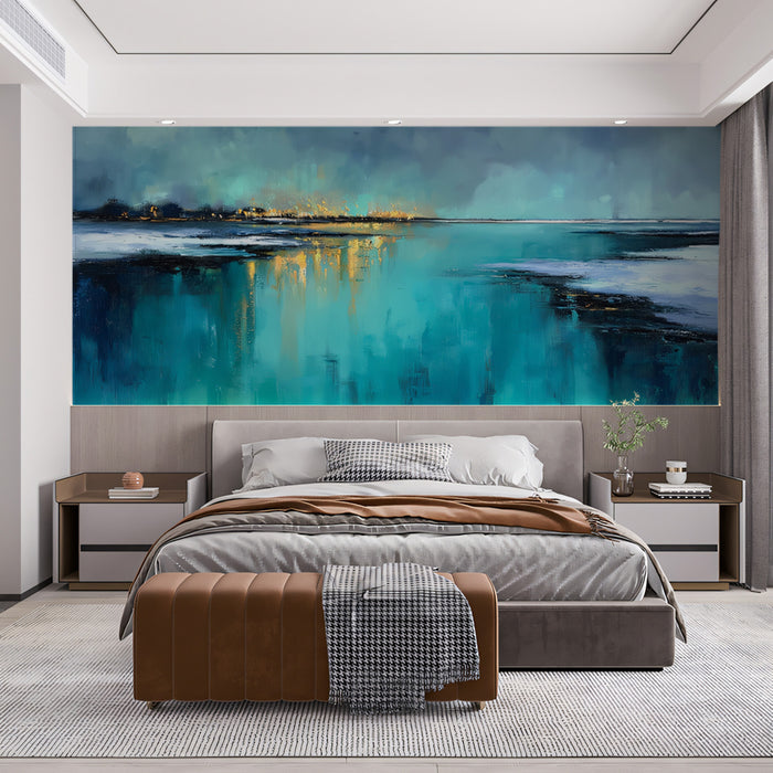 Abstract Coastal Seascape Mural Wallpaper | Textured & Luminous