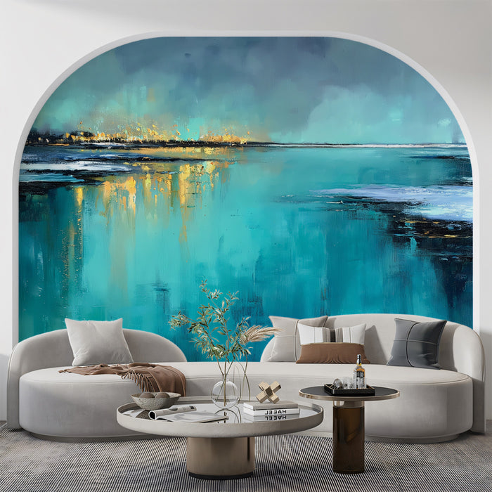 Abstract Coastal Seascape Mural Wallpaper | Textured & Luminous