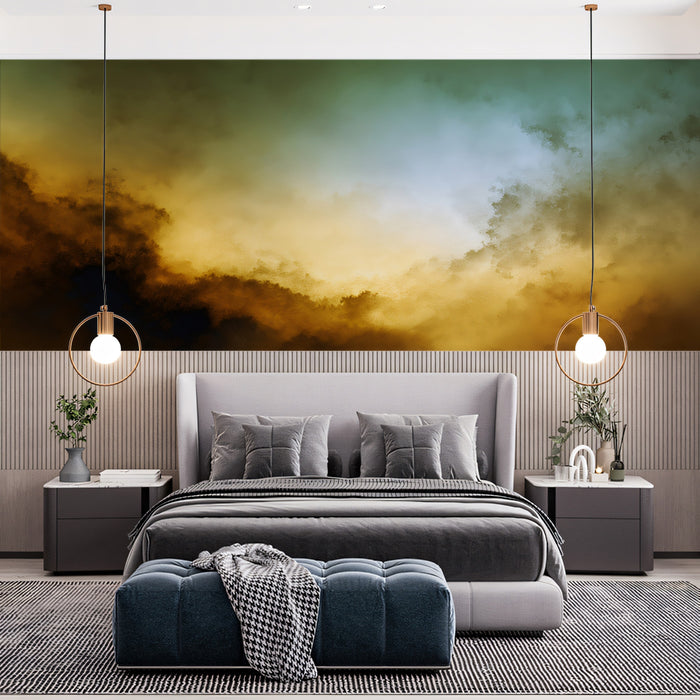 Luminous Nebula Mural Wallpaper | Golden & Ethereal
