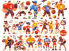 Cartoon Sports Players Mural Wallpaper in Playroom | Various Colors (Orange, Blue, Yellow, etc.) of Sports Players
