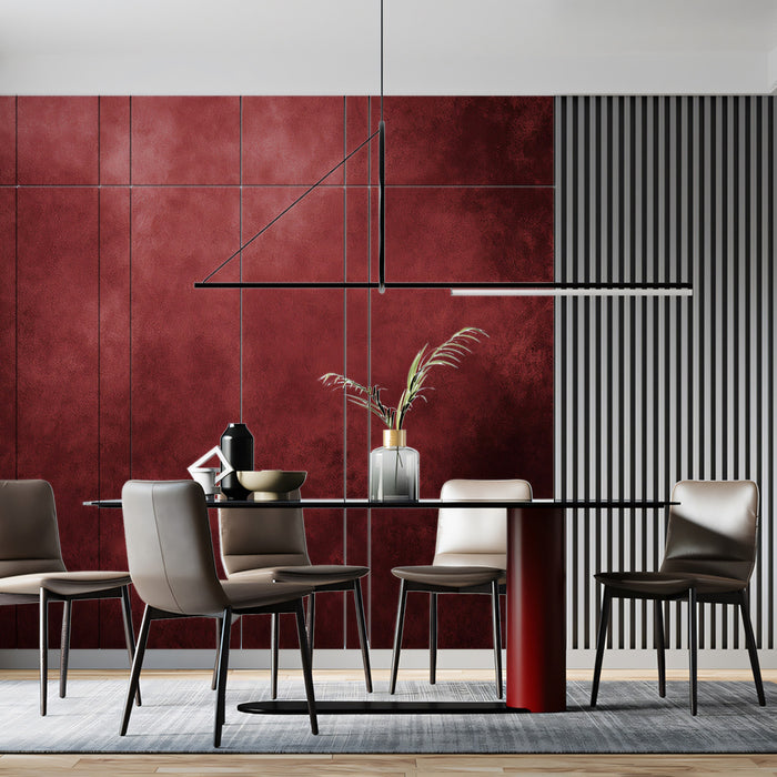 Deep Red Gradient Mural Wallpaper | Rustic Concrete Texture for TV Wall