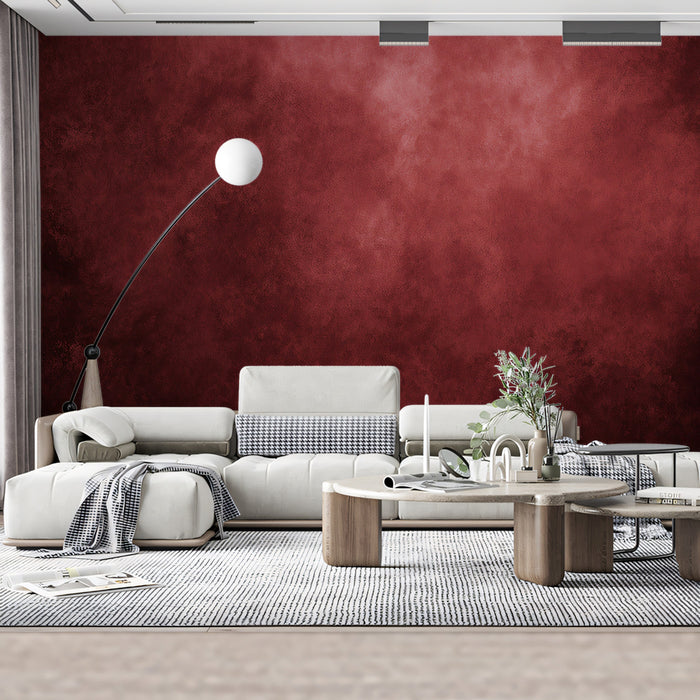Deep Red Gradient Mural Wallpaper | Rustic Concrete Texture for TV Wall