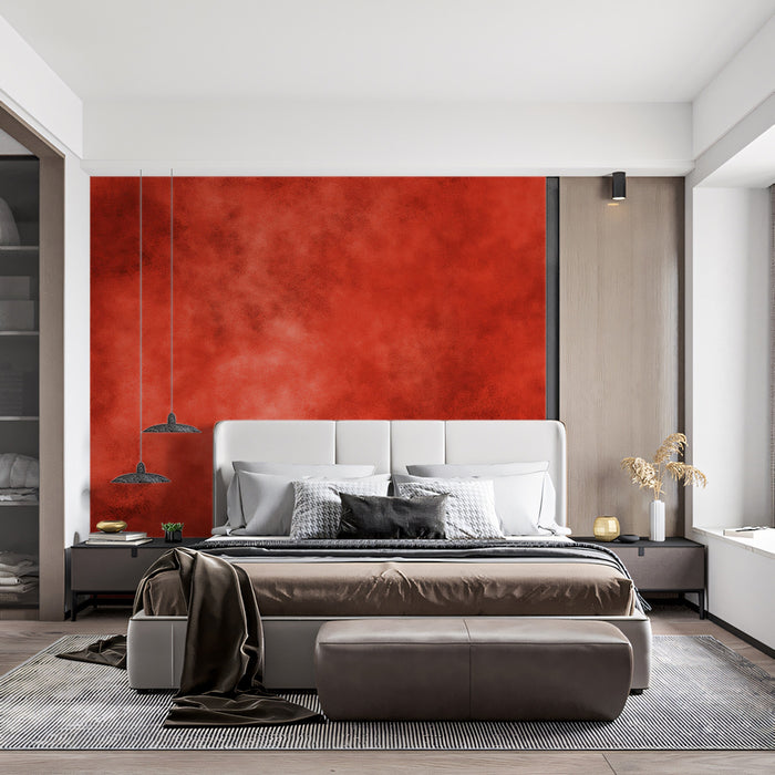 Vibrant Red Plaster Mural Wallpaper | Artistic Watercolor Texture