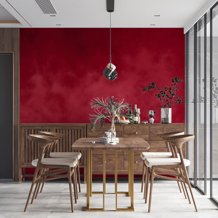Crimson Solid Color Mural Wallpaper | Abstract Blotchy Texture