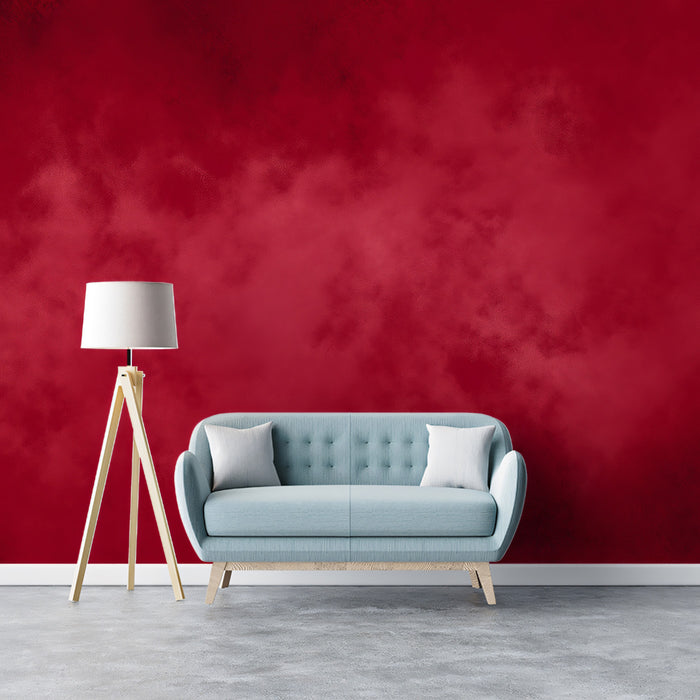 Crimson Solid Color Mural Wallpaper | Abstract Blotchy Texture